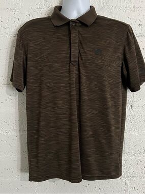 Rank 45 Mens Heeler Polo M Brown Cowboy Western Short Sleeve Stretch R7